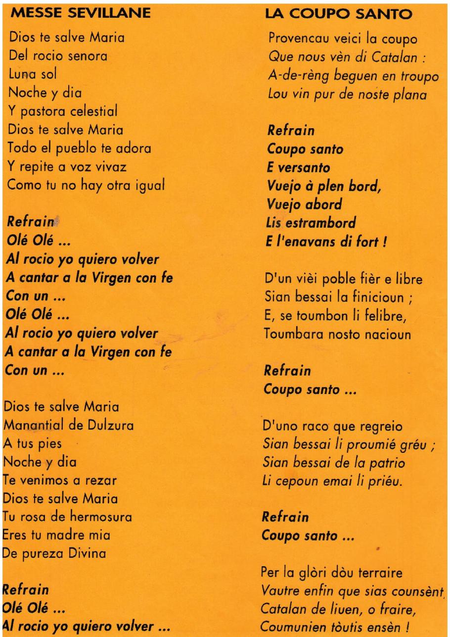 la messe sevillane et la coupo santo
