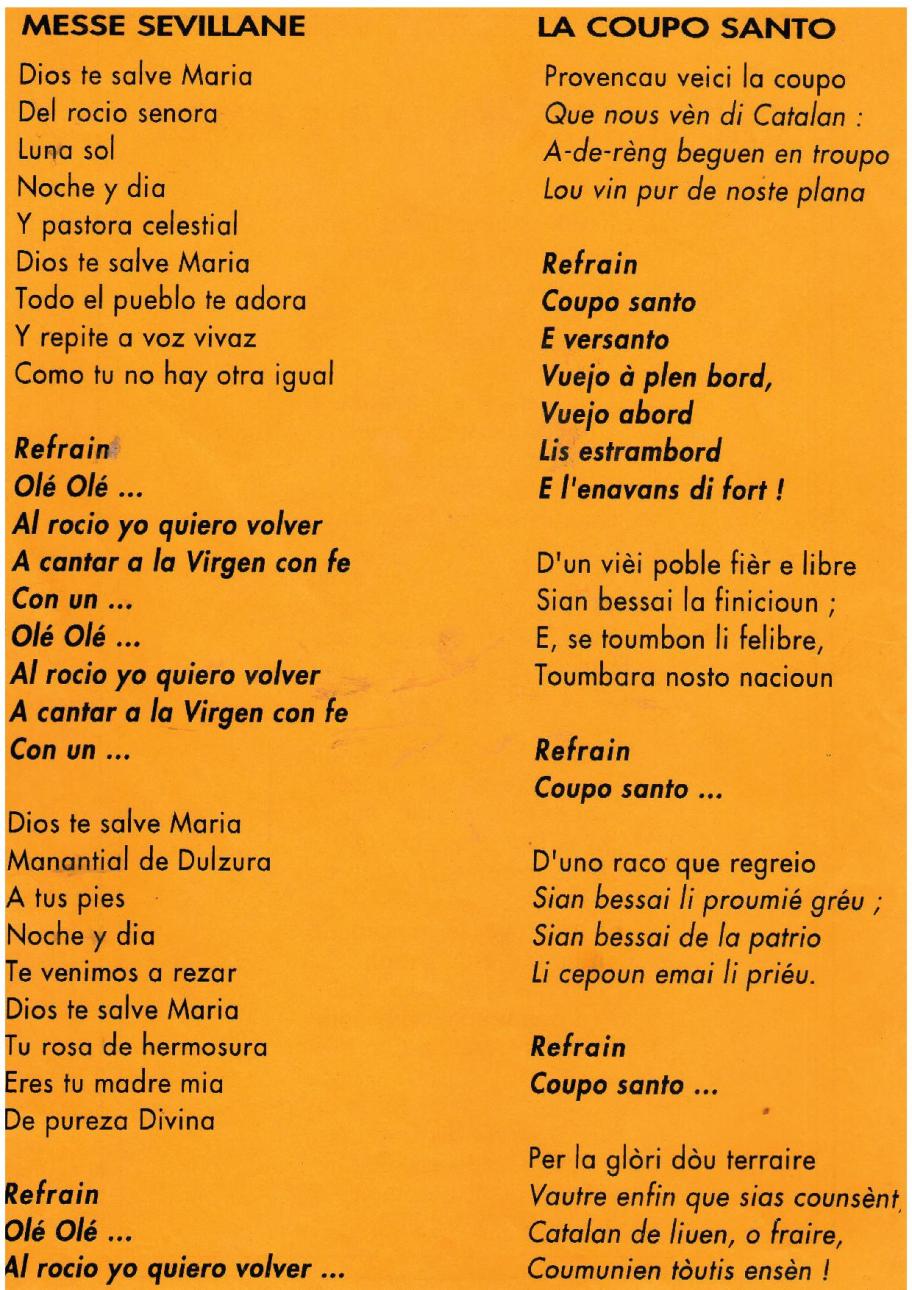 la messe sevillane et la coupo santo
