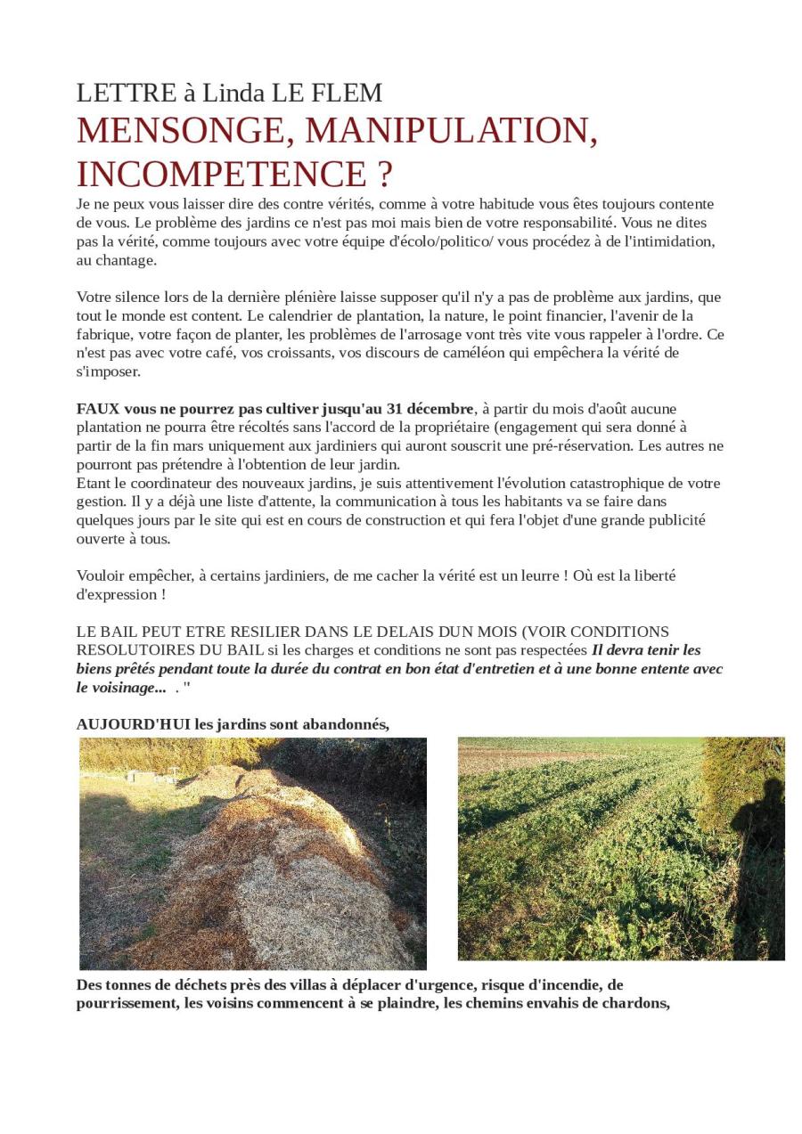 lettre a linda le flem jardin