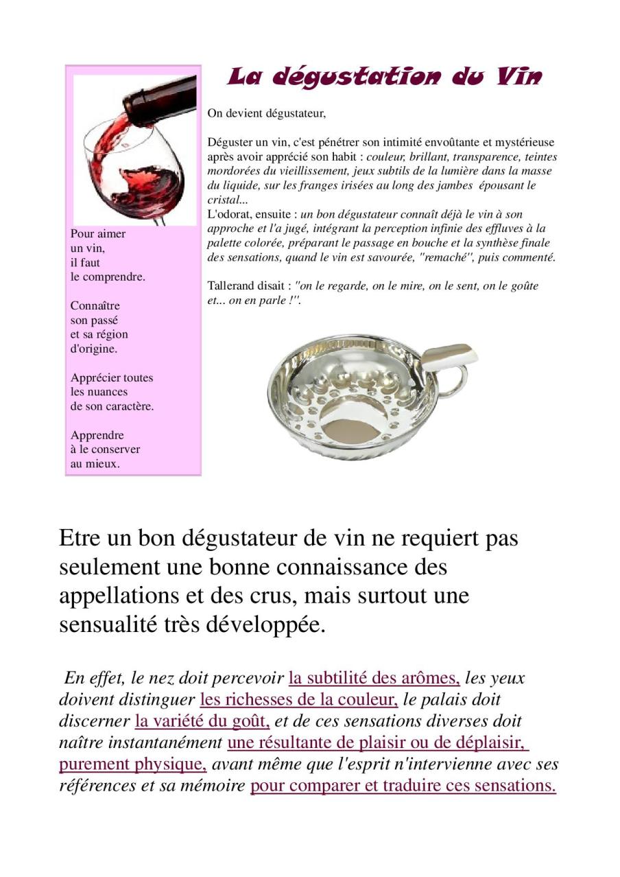 ETRE Un DEGUSTATEUR