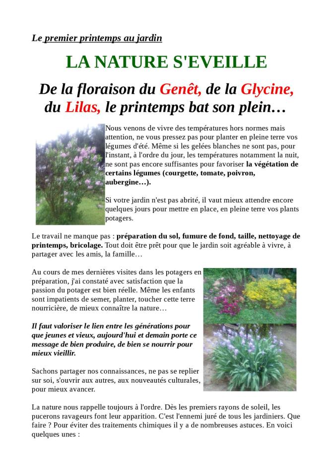 la nature s'éveille