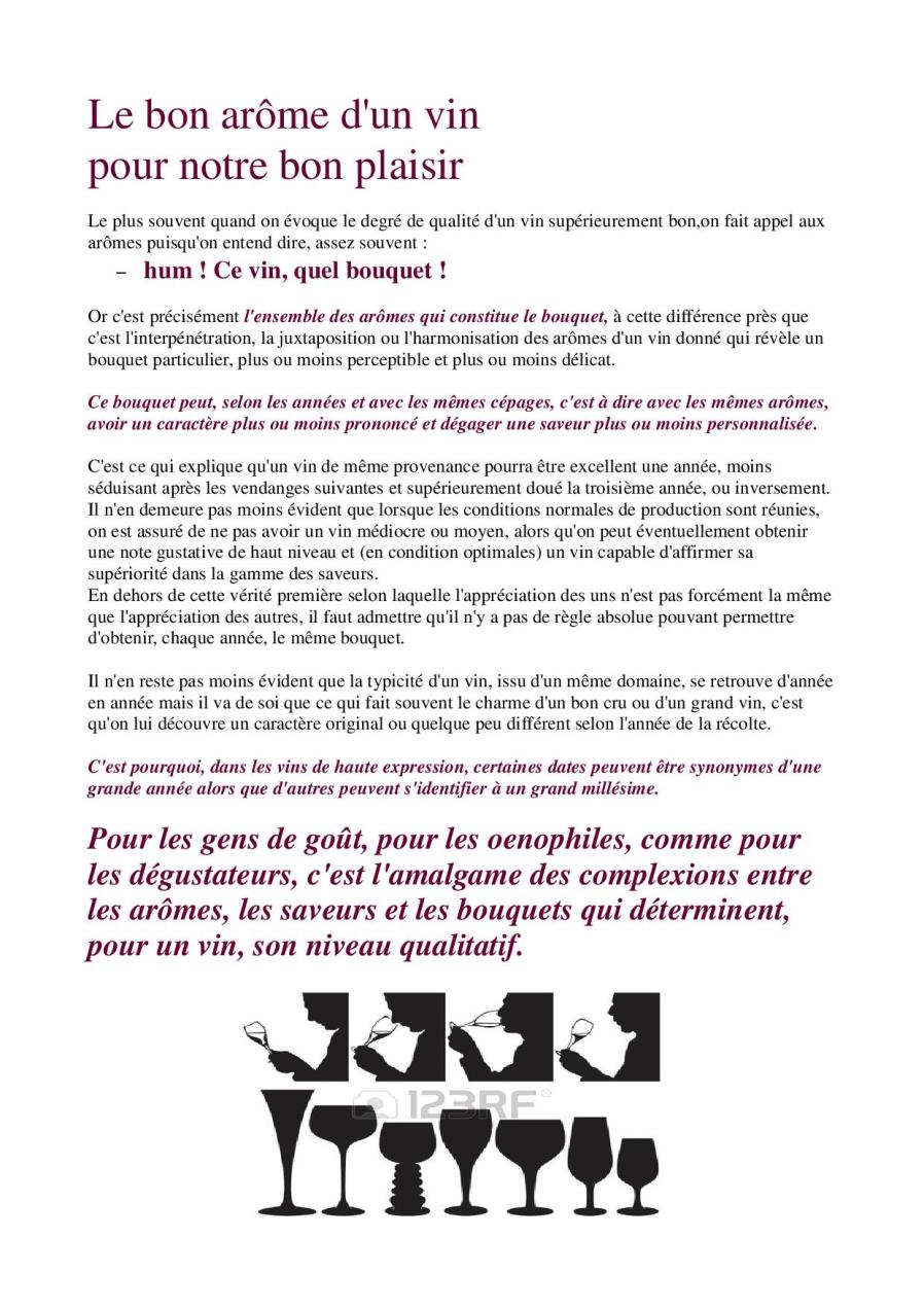 le bon arome d'un vin po