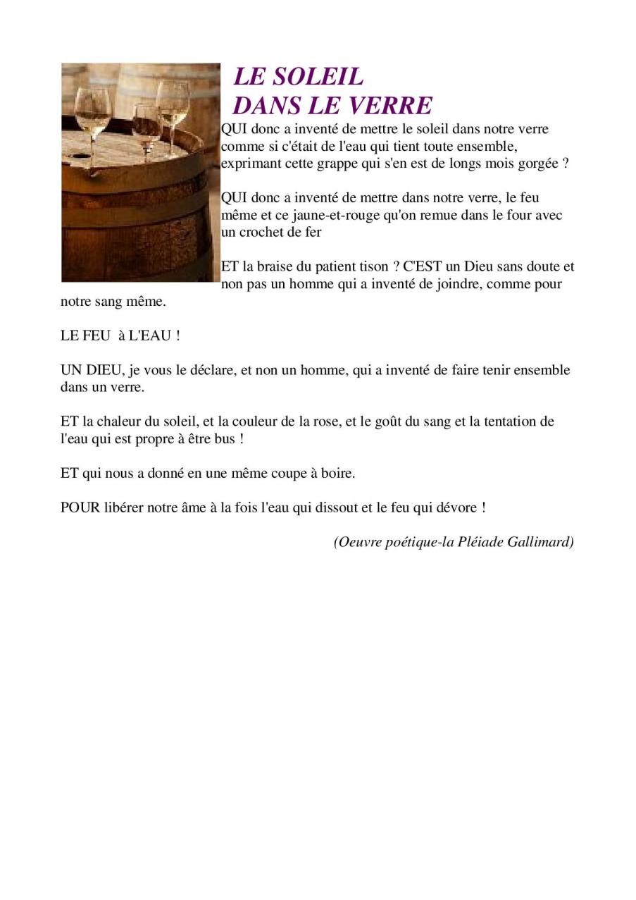 le soleil dans le verre