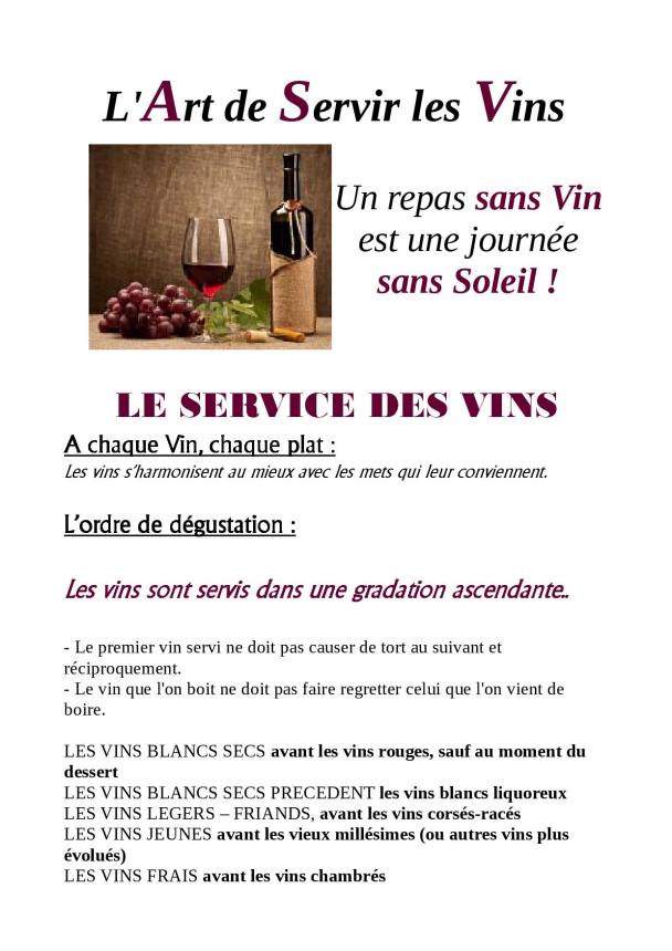 L'art de servir les vins